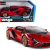 Lamborghini Sian FKP 37 Red with Copper Wheels 1/18 Diecast Model Car by Bburago