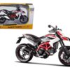 2013 Ducati Hypermotard SP White with Black and Red Stripes 1/12 Diecast Motorcycle Model by Maisto