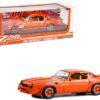 1980 Chevrolet Camaro Z28 Hugger Red Orange with Stripes 1/18 Diecast Model Car by Greenlight