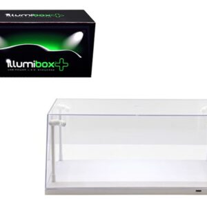 Collectible Display Show Case with LED Lights for 1/18 1/24 Models with White Base by Illumibox