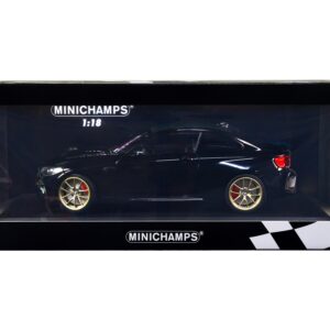 2020 BMW M2 CS Black Metallic with Carbon Top and Gold Wheels 1/18 Diecast Model Car by Minichamps