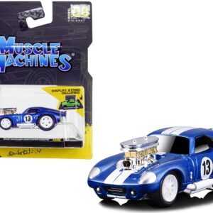 1965 Shelby Daytona Coupe #13 Blue Metallic with White Stripes 1/64 Diecast Model Car by Muscle Machines