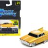 Gene Winfield’s 1961 Cadillac Maybelline Yellow Metallic with White Stripes 1/64 Diecast Model Car by Muscle Machines