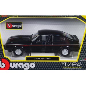 1982 Ford Capri Black with Stripes 1/24 Diecast Model Car by Bburago