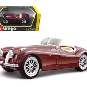 1951 Jaguar XK 120 Roadster Burgundy 1/24 Diecast Model Car by Bburago