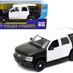 2008 Chevrolet Tahoe Unmarked Police Car Black and White 1/24 Diecast Model Car by Welly