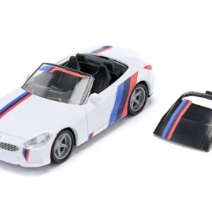 BMW Z4 M40i Cabriolet White with Black Top with Extra Wheels and Decals 1/50 Diecast Model by Siku