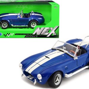 1965 Shelby Cobra 427 S/C Blue Metallic with White Stripes 1/24 Diecast Model Car by Welly