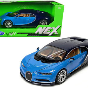 Bugatti Chiron Blue and Dark Blue Two-Tone “NEX Models” Series 1/24 Diecast Model Car by Welly