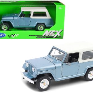 1967 Jeep Jeepster Commando Station Wagon Light Blue Metallic with White Top “NEX Models” Series 1/24 Diecast Model Car by Welly