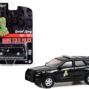 2021 Ford Police Interceptor Utility Black “Maine State Police 100th Anniversary” “Anniversary Collection” Series 15 1/64 Diecast Model Car by Greenlight