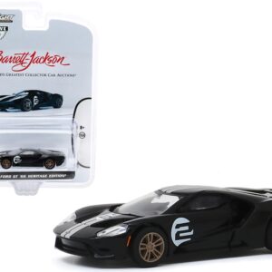 2017 Ford GT ’66 Heritage Edition #2 Black with Silver Stripes First Legally Resold 2017 Ford GT Las Vegas 2019 (Lot #747) Barrett-Jackson “Hobby Exclusive” 1/64 Diecast Model Car by Greenlight