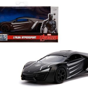 Lykan Hypersport Matt Black “Black Panther” Theme “Avengers” “Marvel” Series 1/32 Diecast Model Car by Jada