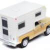 1977 Chevrolet Fleetside Pickup Truck with Camper Beige Metallic and Tan “Mini Metals” Series 1/87 (HO) Scale Model Car by Classic Metal Works