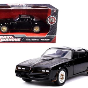 Tego’s Pontiac Firebird Black with Gold Stripes and Hood Bird “Fast & Furious” Series 1/32 Diecast Model Car by Jada