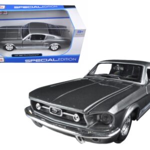 1967 Ford Mustang GT Gray Metallic with White Stripes 1/24 Diecast Model Car by Maisto