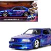 1989 Ford Mustang GT “Fox Body” Candy Blue with Graphics “I Love the 1980’s” Series 1/24 Diecast Model Car by Jada