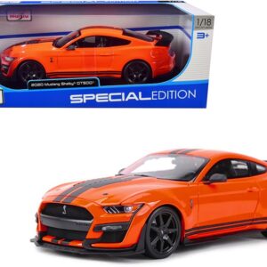 2020 Ford Mustang Shelby GT500 Orange with Black Stripes “Special Edition” 1/18 Diecast Model Car by Maisto