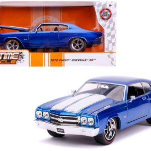 1970 Chevrolet Chevelle SS Candy Blue with White Stripes “Bigtime Muscle” 1/24 Diecast Model Car by Jada