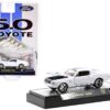 1968 Ford Mustang Custom Platinum Pearl White with Blue Stripes “5.0 Coyote” Limited Edition to 5500 pieces Worldwide 1/64 Diecast Model Car by M2 Machines