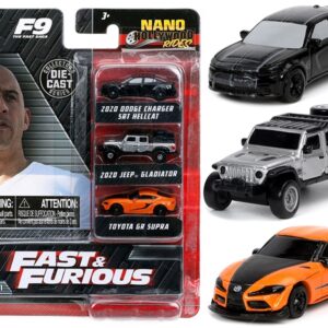 “Fast & Furious 9” (2021) Movie 3 piece Set “Nano Hollywood Rides” Series Diecast Model Cars by Jada