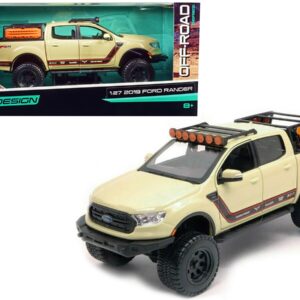 2019 Ford Ranger Lariat FX4 Pickup Truck Sand Tan with Stripes “Off Road” Series 1/27 Diecast Model Car by Maisto