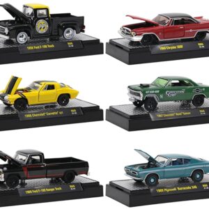 “Detroit Muscle” Set of 6 Cars IN DISPLAY CASES Release 60 Limited Edition to 8400 pieces Worldwide 1/64 Diecast Model Cars by M2 Machines