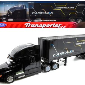 Freightliner Cascadia Truck Black with “Cascadia” Container 1/32 Diecast Model by Welly