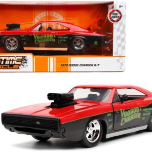 1970 Dodge Charger R/T “Voodoo Charger” Red and Black “Bigtime Muscle” Series 1/24 Diecast Model Car by Jada