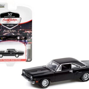 1970 Plymouth Road Runner Gloss Black with Black Vinyl Top and Matt Black Hood Stripes (Lot #970.1) Barrett Jackson “Scottsdale Edition” Series 8 1/64 Diecast Model Car by Greenlight