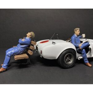 Sitting Mechanics 2 piece Figurine Set for 1/18 Scale Models by American Diorama