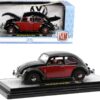 1952 Volkswagen Beetle Deluxe Black and Red with Red Interior Limited Edition to 9600 pieces Worldwide 1/24 Diecast Model Car by M2 Machines