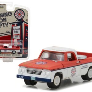 1962 Dodge D-100 Pickup Truck Long Bed with Tool Box Red Crown Gasoline 1/64 Diecast Model Car by Greenlight