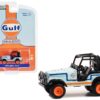 1976 Jeep CJ-5 Light Blue with Blue and Orange Stripes “Gulf Oil Special Edition” Series 2 1/64 Diecast Model Car by Greenlight