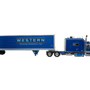 Peterbilt 379 Tractor Truck with Trailer Blue Metallic “Western Distributing Transportation Corp.”...