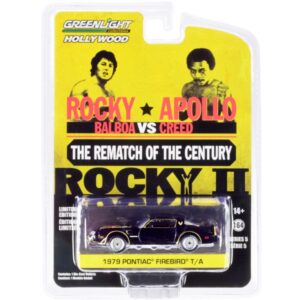 1979 Pontiac Firebird Trans Am T/A Black with Hood Bird “Rocky II” (1979) Movie “Hollywood Series” Release 5 1/64 Diecast Model Car by Greenlight