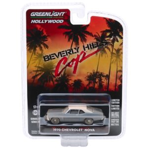 1970 Chevrolet Nova Blue Metallic with White Top (Unrestored) “Beverly Hills Cop” (1984) Movie “Hollywood Series” Release 27 1/64 Diecast Model Car by Greenlight