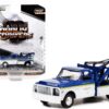 1972 Chevrolet C-30 Dually Wrecker Truck White and Blue with Yellow Stripes “Goodyear Tire Testing Division” “Dually Drivers” Series 10 1/64 Diecast Model Car by Greenlight