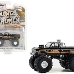 1985 GMC K3500 Sierra Classic Monster Truck Black “Overtime” “Kings of Crunch” Series 14 1/64 Diecast Model Car by Greenlight