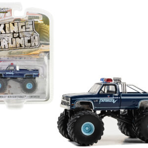 1987 Chevrolet K20 Scottsdale Monster Truck Dark Blue “Enforcer” “Kings of Crunch” Series 14 1/64 Diecast Model Car by Greenlight