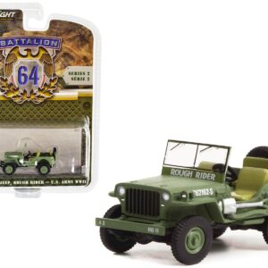 1942 Willys MB Jeep #20362162-S Green “U.S. Army World War II – Rough Rider” “Battalion 64” Release 2 1/64 Diecast Model Car by Greenlight