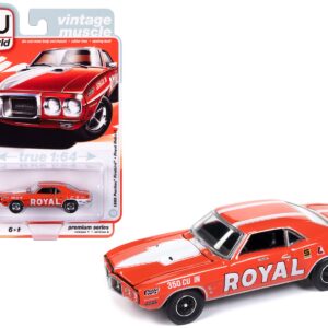 1969 Pontiac Firebird Royal Bobcat Carousel Red with White Stripes and Graphics “Vintage Muscle” Limited Edition 1/64 Diecast Model Car by Auto World