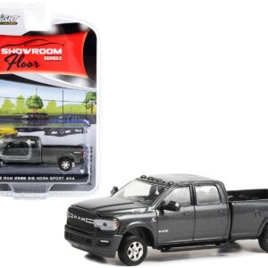 2022 RAM 2500 Big Horn Sport 4X4 Pickup Truck Granite Crystal Gray Metallic “Showroom Floor” Series 2 1/64 Diecast Model Car by Greenlight