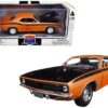 1970 Plymouth Cuda Orange with Black Hood and Stripes 1/25 Diecast Model Car by New Ray