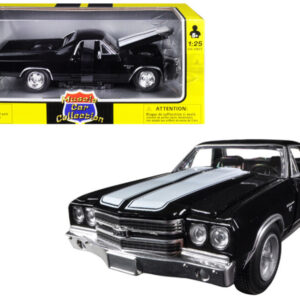 1970 Chevrolet El Camino SS Black with White Stripes “Muscle Car Collection” 1/25 Diecast Model Car by New Ray