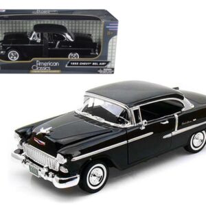 1955 Chevrolet Bel Air Hard Top Black 1/18 Diecast Car Model by Motormax