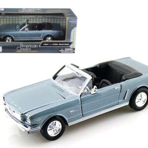 1964 1/2 Ford Mustang Convertible Light Blue 1/24 Diecast Model Car by Motormax