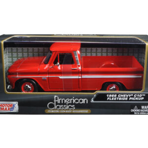 1966 Chevrolet C10 Fleetside Pickup Truck Red 1/24 Diecast Model Car by Motormax