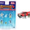 “Firefighter II” 6 piece Diecast Set (4 Figurines 1 Dog and 1 Accessory) for 1/64 Scale Models by American Diorama