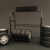 Metal Tire Rack with Rims and Tires for 1/24 Scale Models by American Diorama